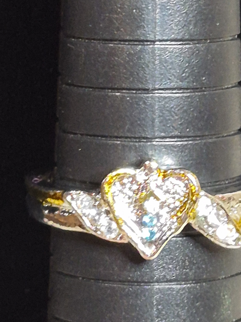 Dainty Two-Tone Angel Wings Pavé Heart Inscription Verse Ring Size 7